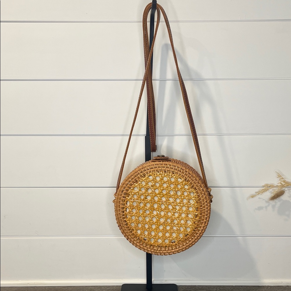 Circle Crossbody Bag Wicker Boho Purse - Handmade - Picture 2 of 7